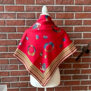 •Tino Lauri Silk Square Geometric Graphic Signed Hand-rolled Scarf 35”x34”